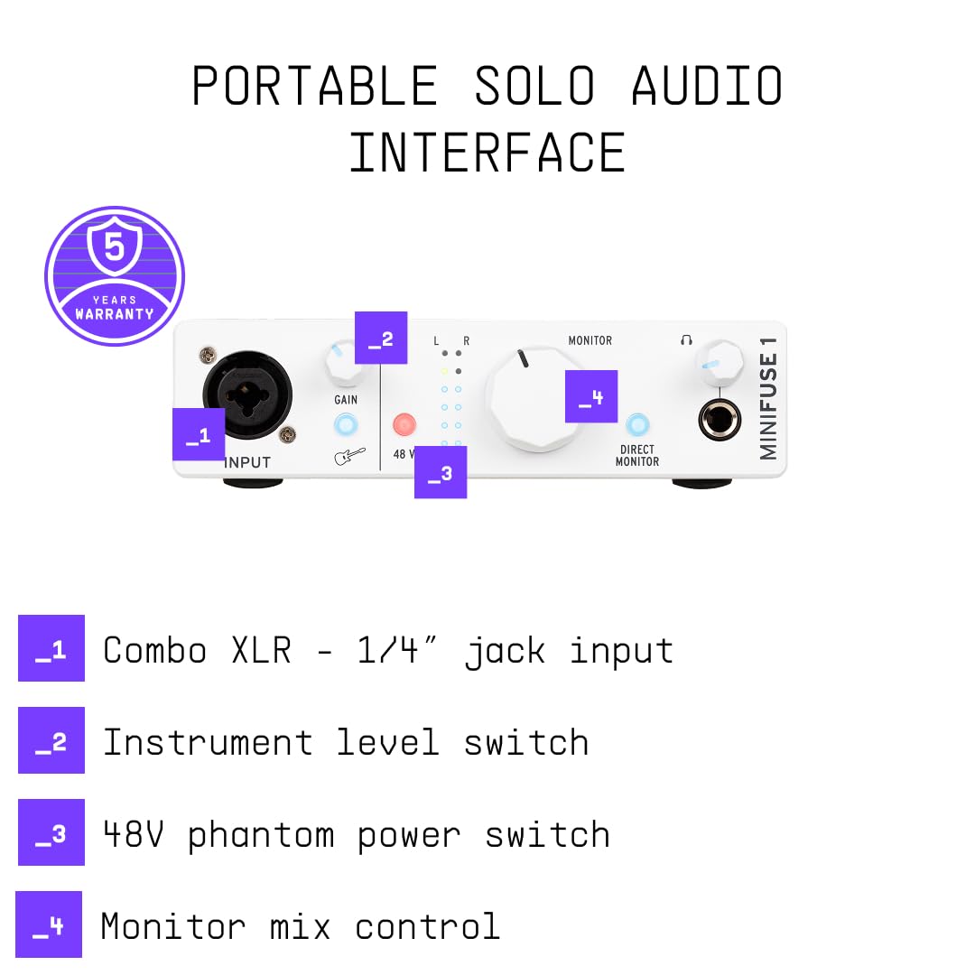 Arturia MiniFuse 1 White USB Audio Interface