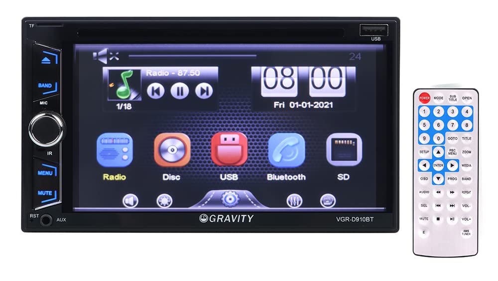 Gravity VGR-D910BT 6.2" Double DIN DVD Receiver