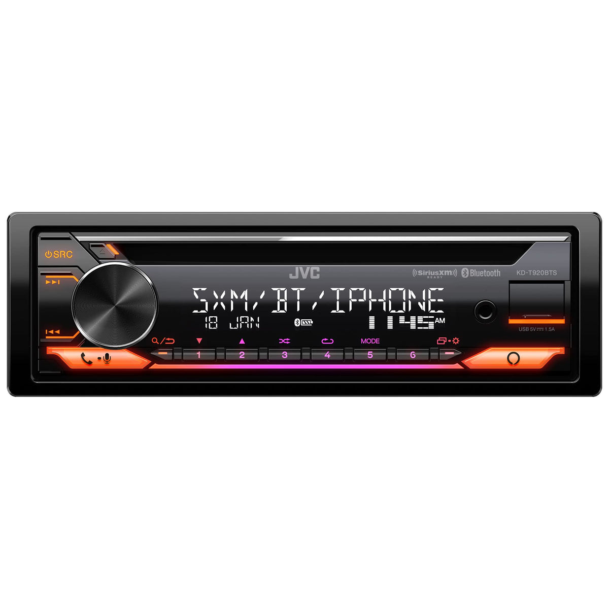 JVC KD-T920BTS Single DIN CD Receiver with Bluetooth