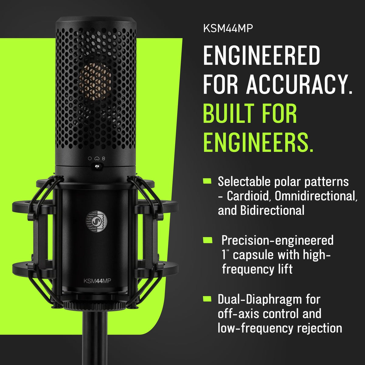Shure KSM44MP Large-Diaphragm Multi-Pattern Condenser Microphone