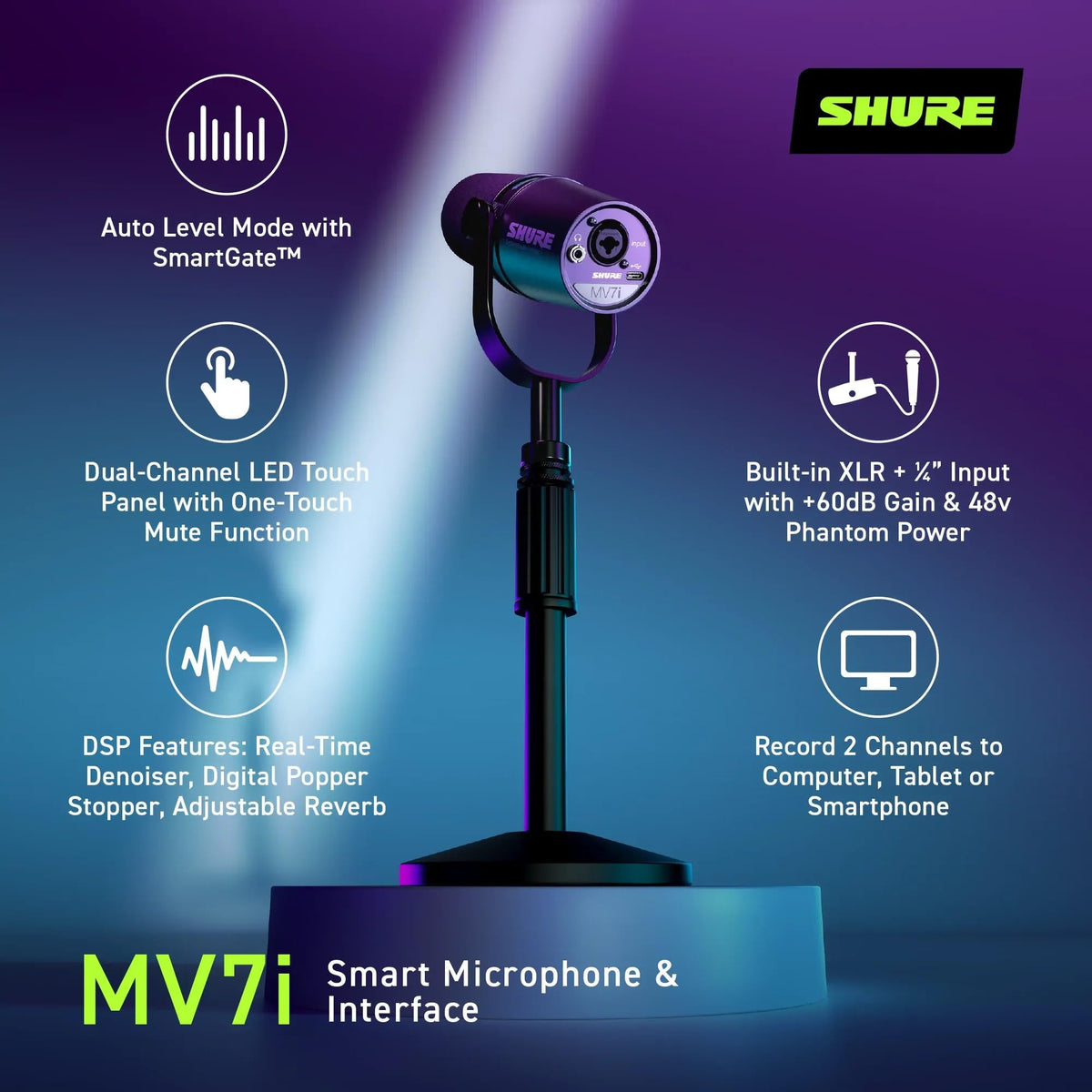 Shure MV7i Smart Microphone & Audio Interface