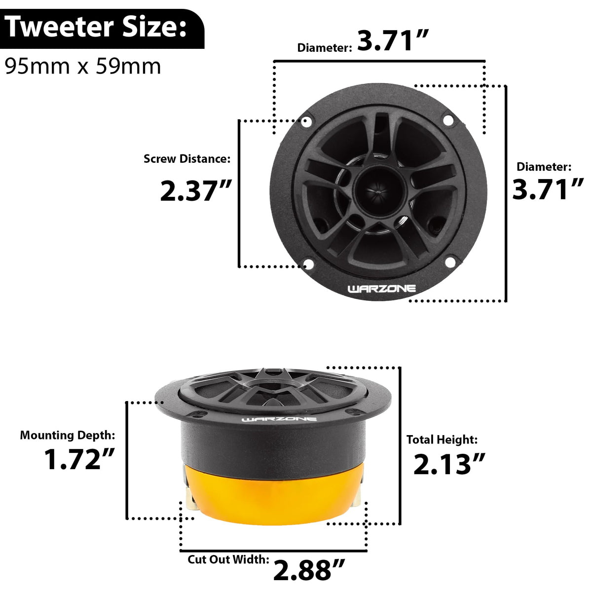 WARZONE WZ37TW 3.71" Super Tweeter Speakers