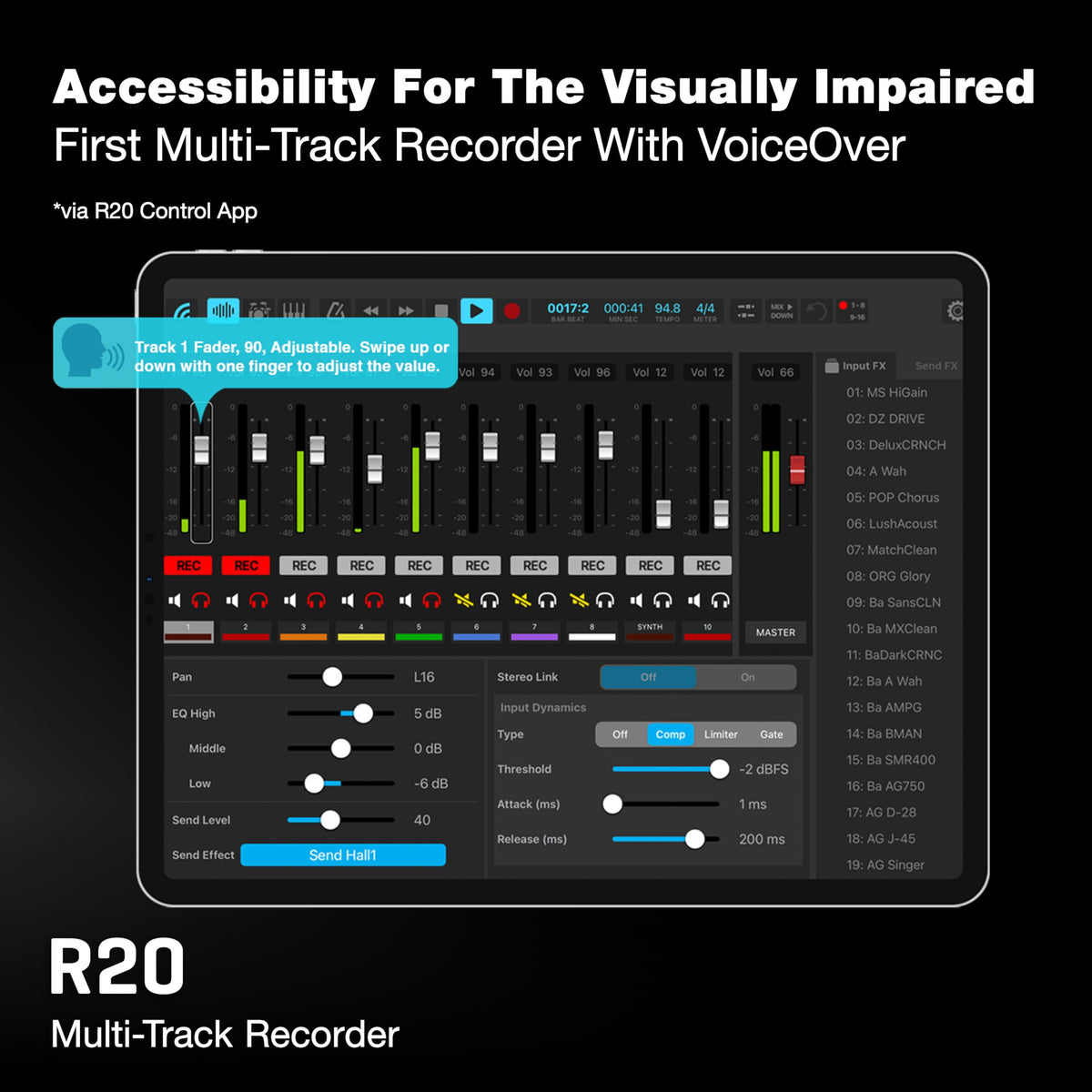 Zoom R20 16-Track Multitrack Recorder