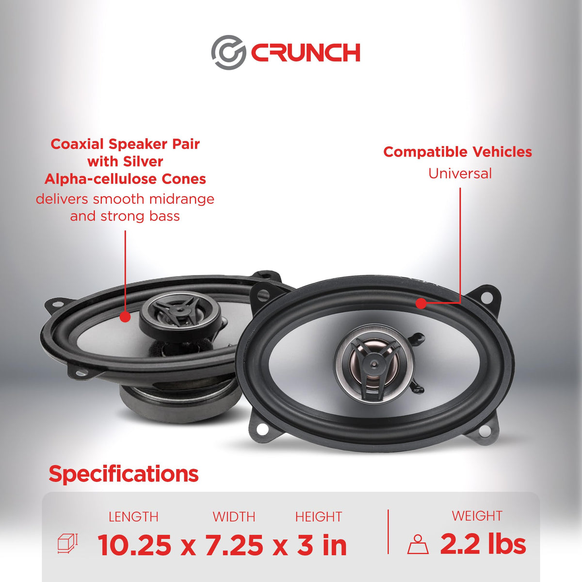 Crunch CS46CX 4" x 6" 2-Way Coaxial Speakers