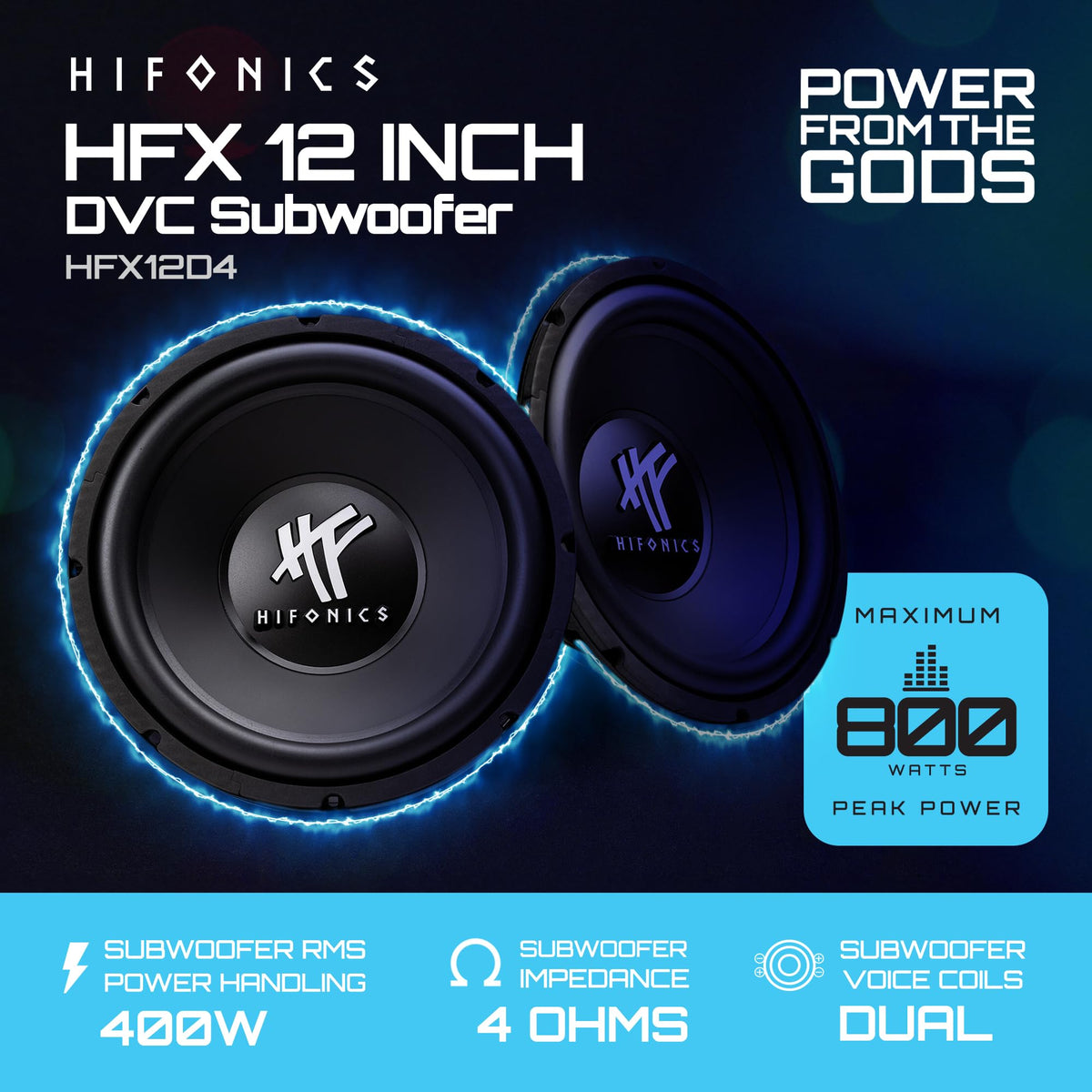 Hifonics HFX12D4 12" Dual 4-Ohm Car Subwoofer
