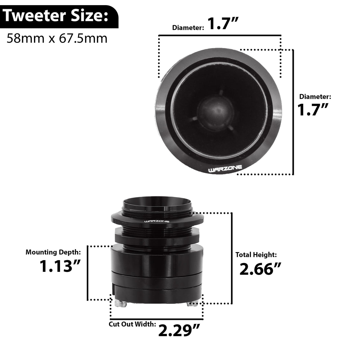 Warzone WZ45TW 1.7" Super Tweeter Speakers Pair