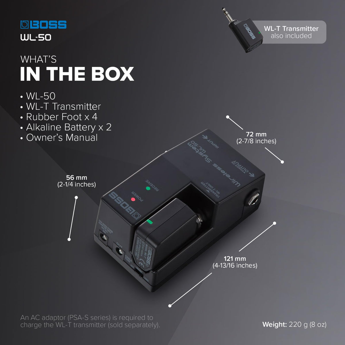 BOSS WL-50 Pedalboard Wireless Instrument System