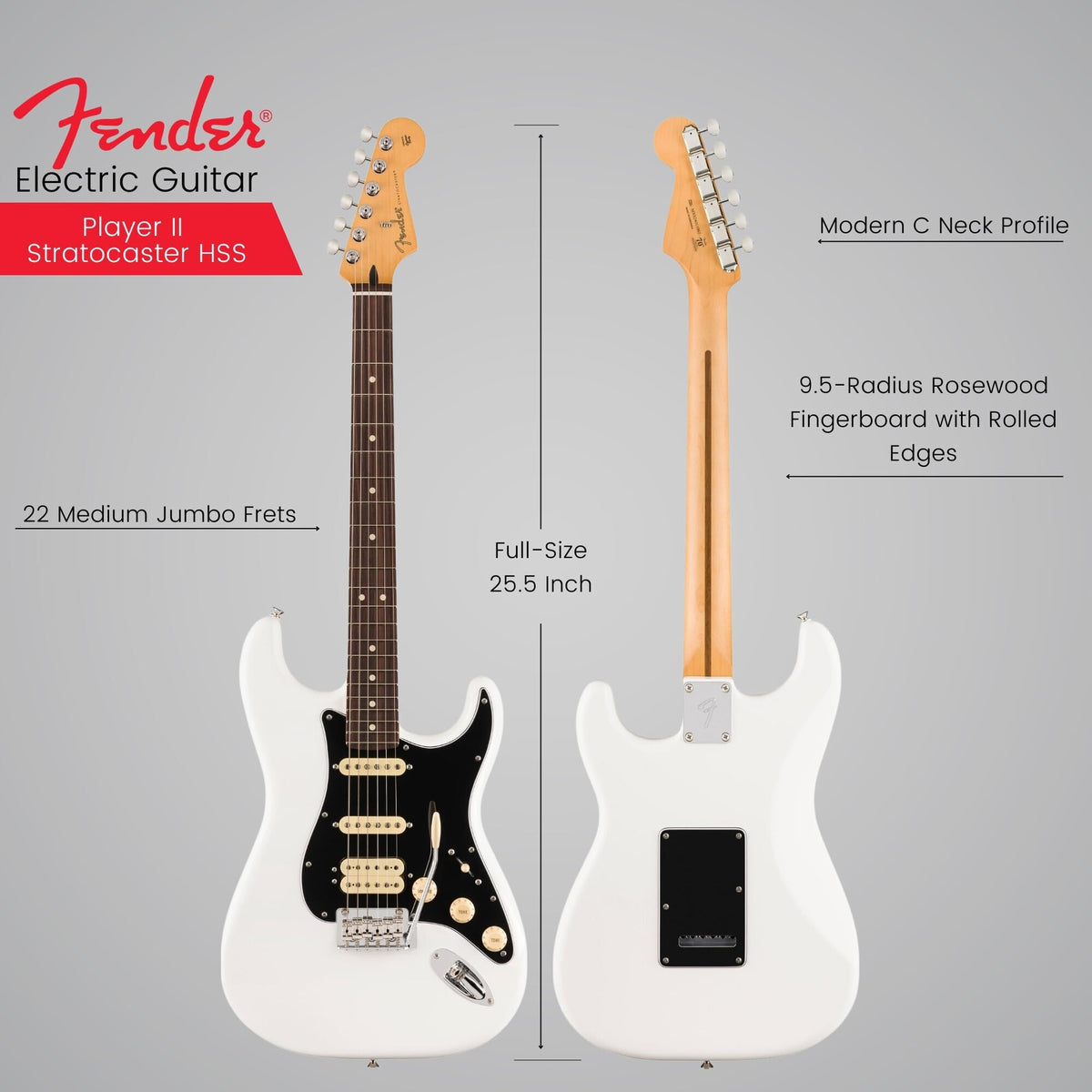 Fender 140540515 Player II Stratocaster HSS Electric Guitar