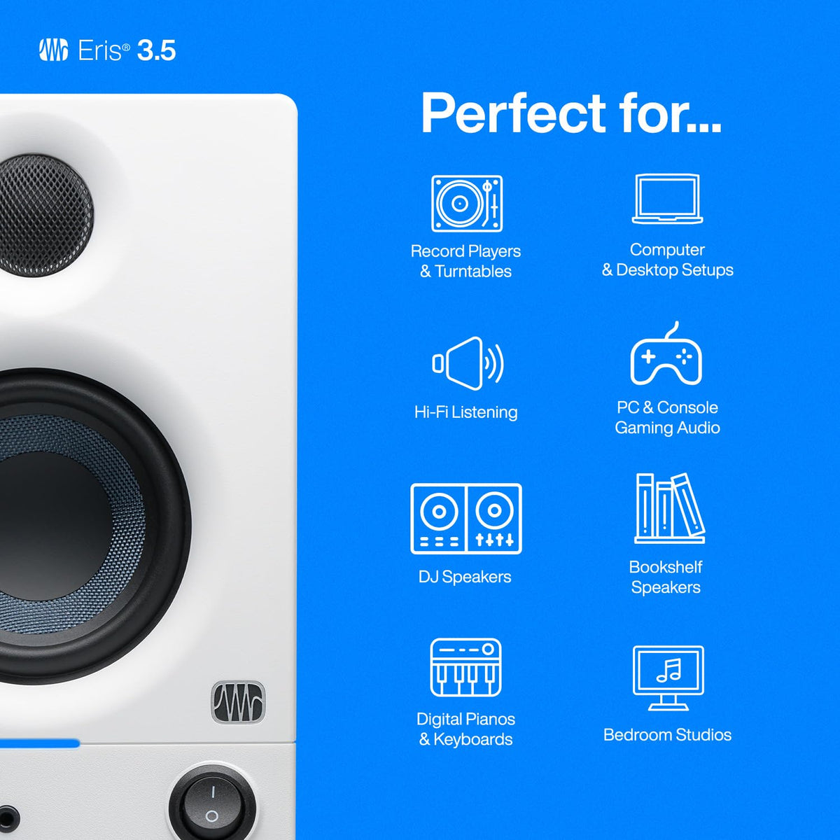 PreSonus ERIS-3.5-WH 3.5" Powered Studio Monitor Pair