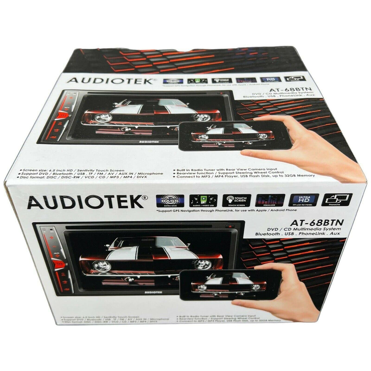 Audiotek AT-68BTN Double DIN 6.2" Touchscreen Receiver