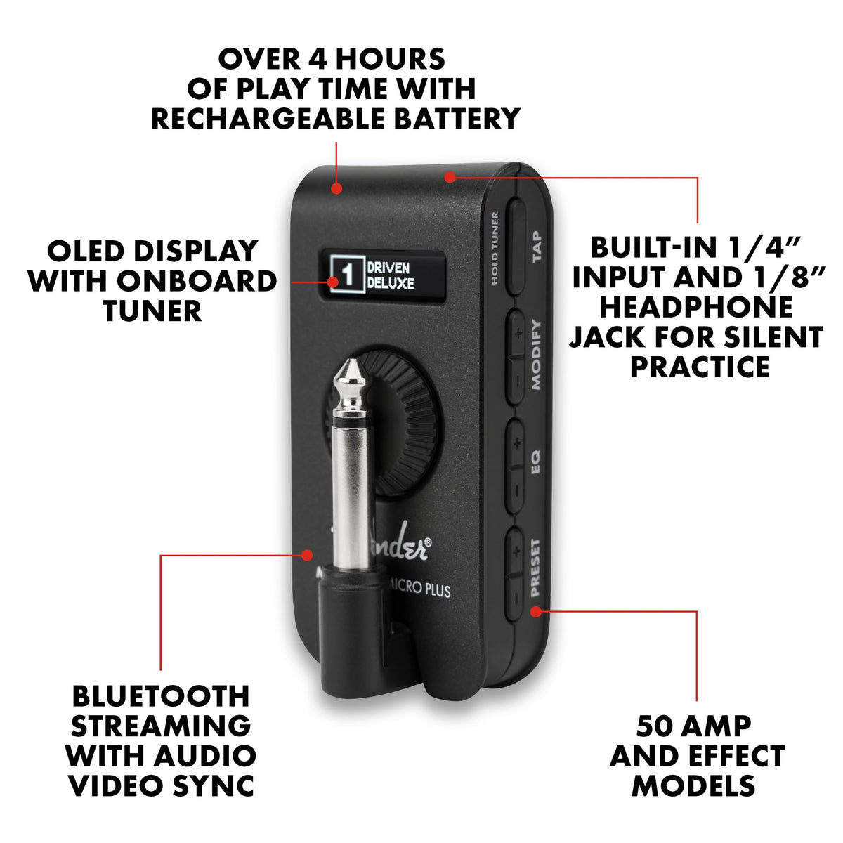 Fender Mustang Micro Plus Headphone Guitar Amplifier