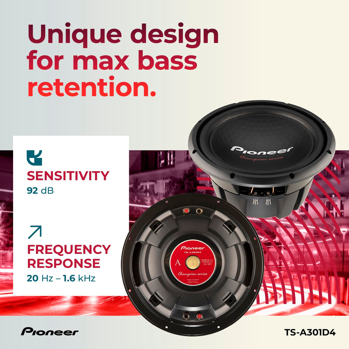 Pioneer TS-A301D4 12" Dual 4-Ohm Car Subwoofer