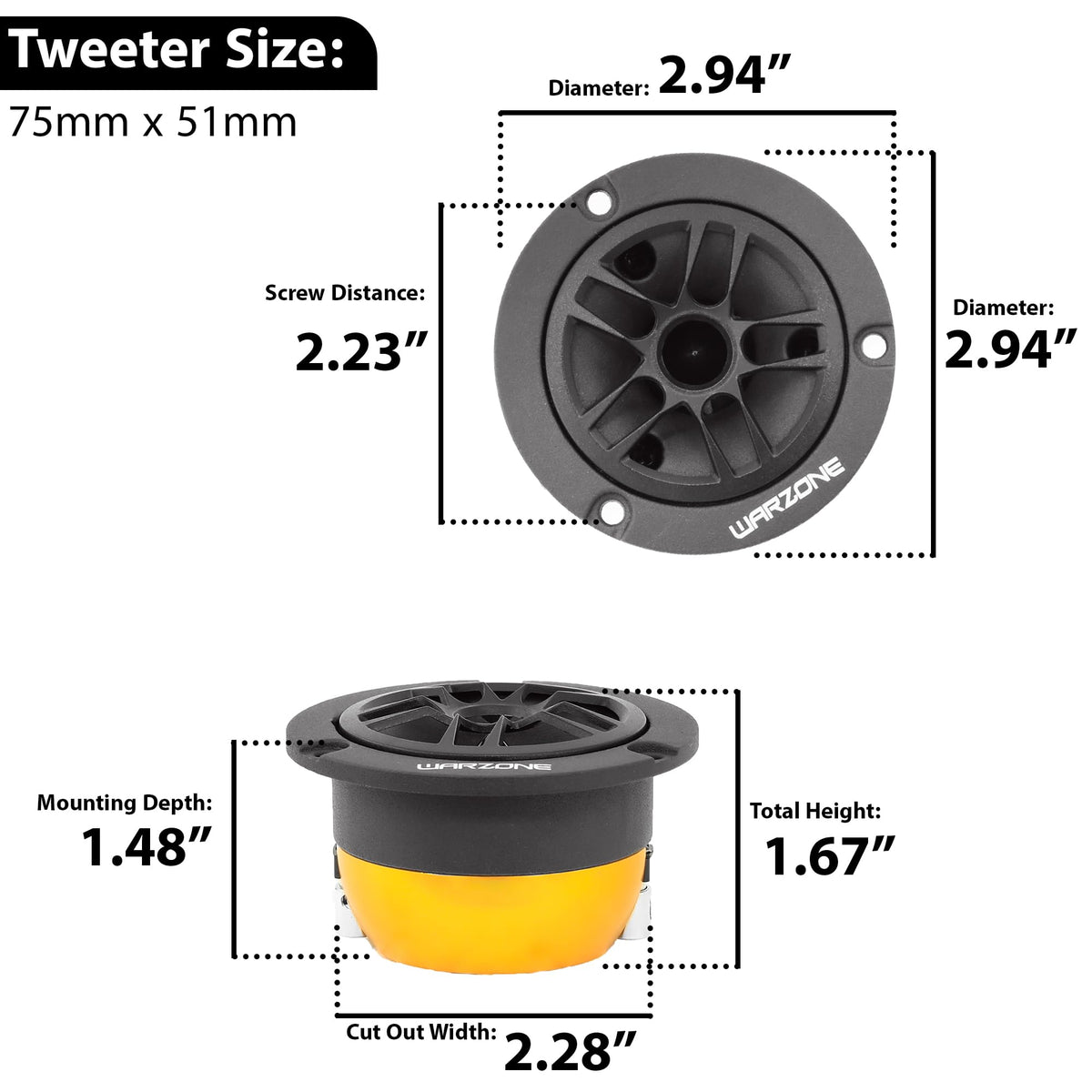 WARZONE WZ30TW 2.94-Inch Super Tweeter Speakers