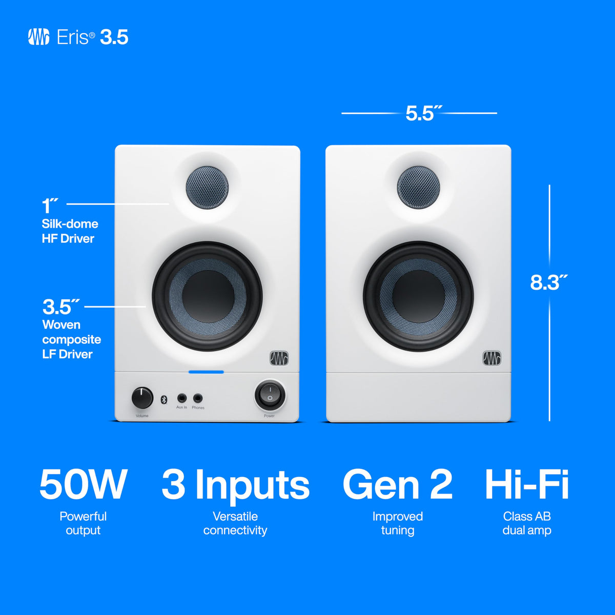 PreSonus Eris 3.5BT 3.5" Powered Bluetooth Studio Monitors