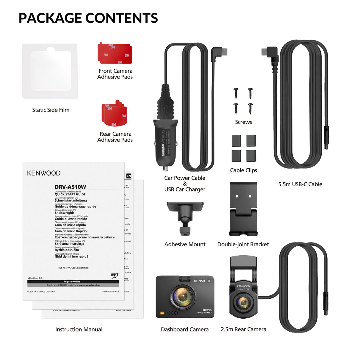 KENWOOD DRV-A510WDP Front & Rear GPS Dash Cam