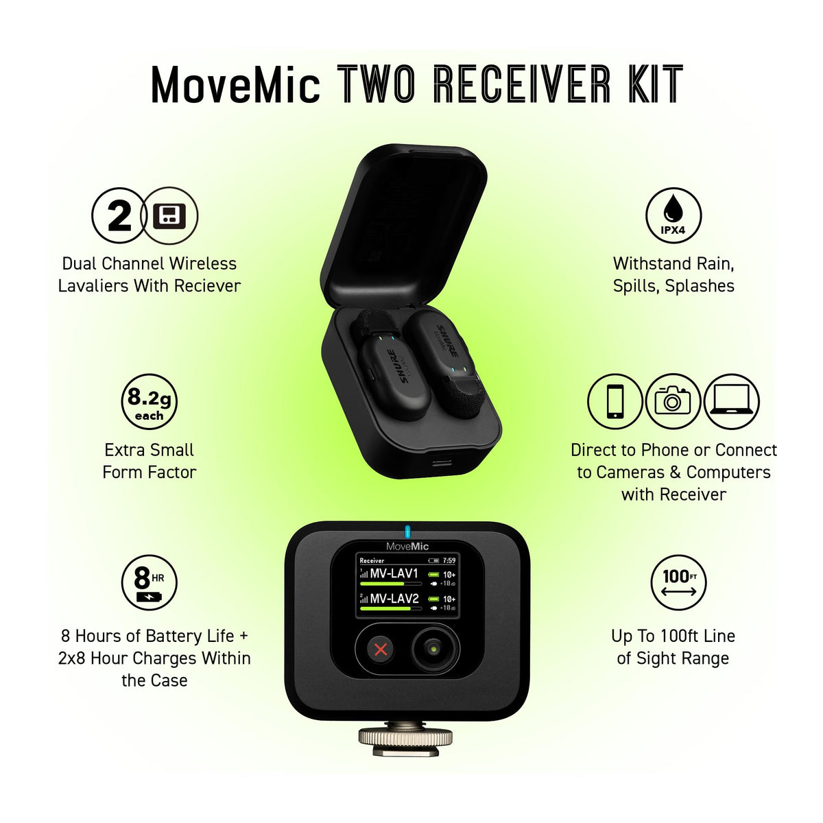 Shure MV-TWO-KIT-Z7 MoveMic Two Wireless Lavalier Kit