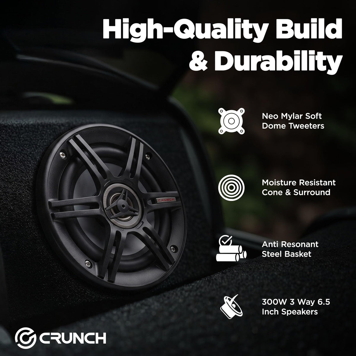 Crunch CS653 6.5" 3-Way Coaxial Car Speakers