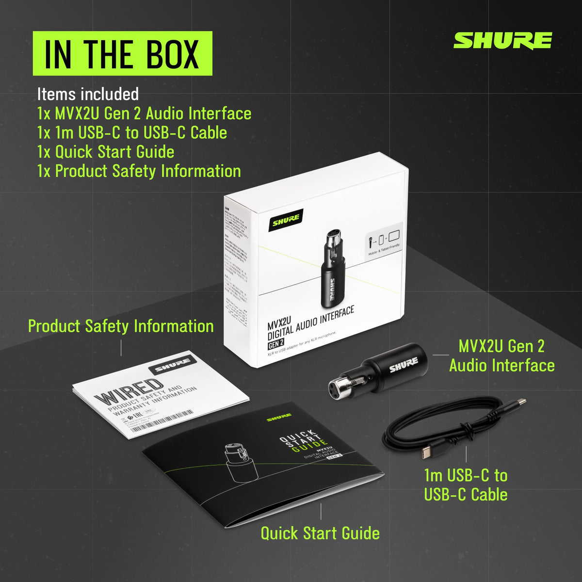 Shure MVX2UG2 XLR-to-USB-C Digital Audio Interface