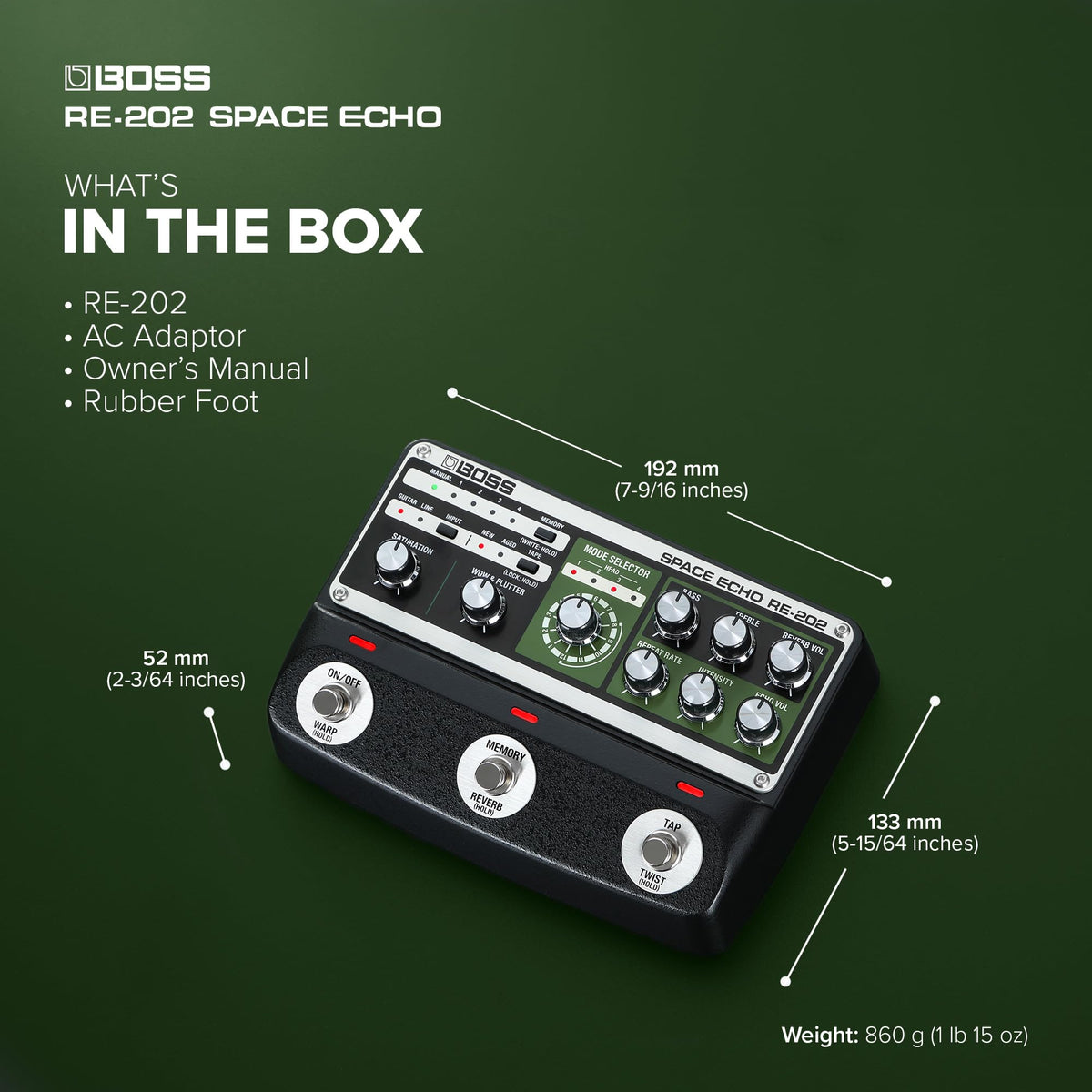 BOSS RE-202 Space Echo Tape Delay & Reverb Pedal