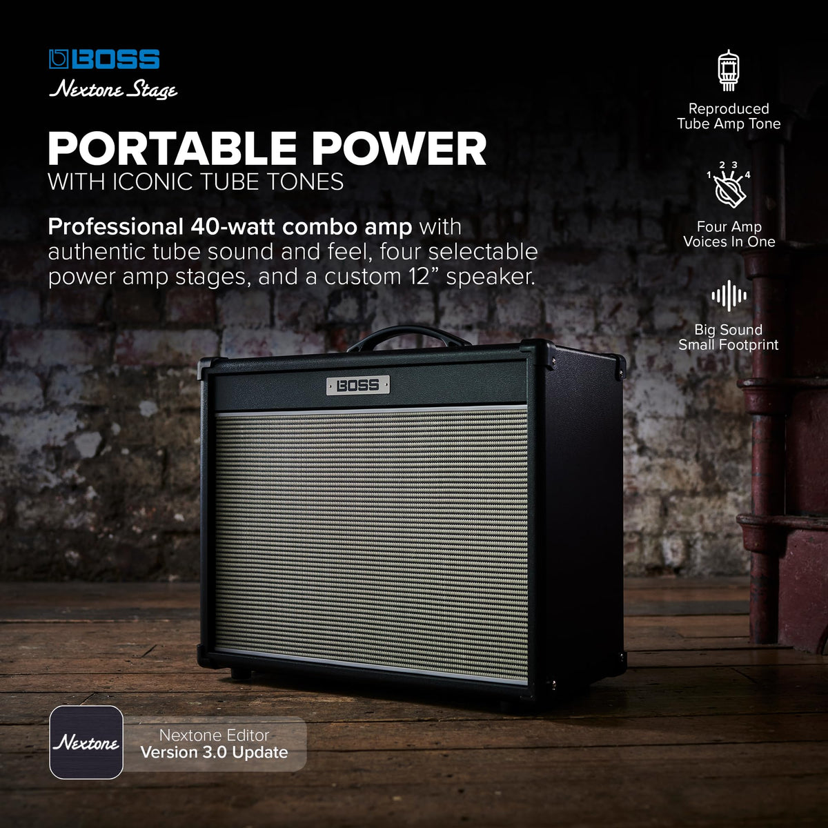 BOSS NEX-STAGE Nextone Stage 40W 12" Guitar Amplifier