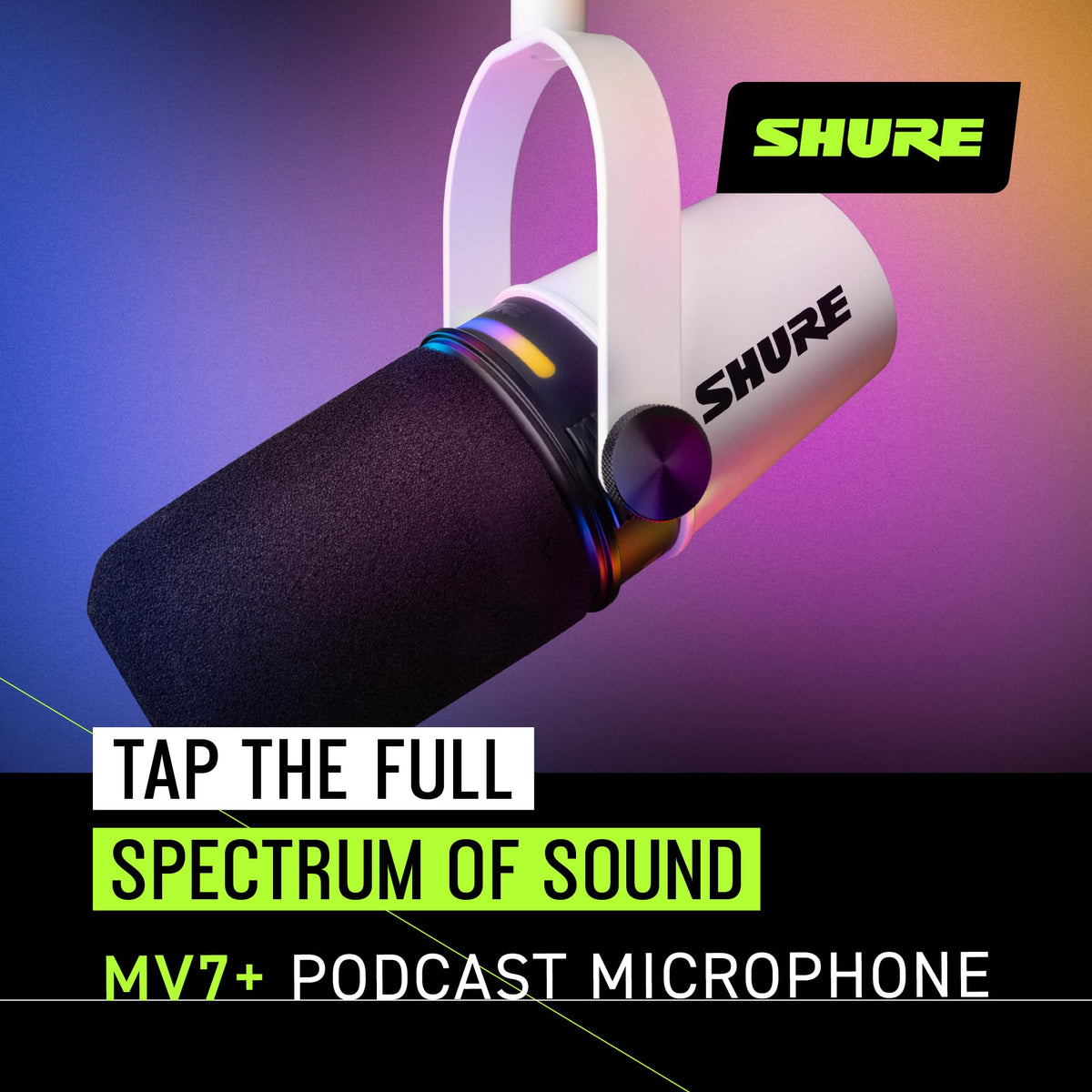 Shure MV7+-W USB-C/XLR Dynamic Podcast Microphone, White