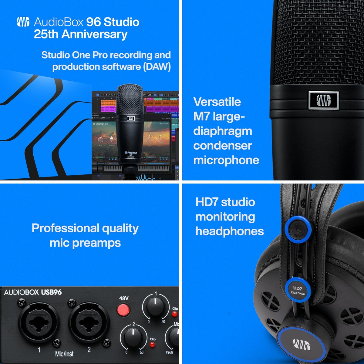 PreSonus AUDIOBOX 96 STUDIO USB Recording Package