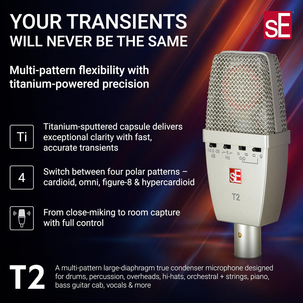 sE Electronics T2 Multi-Pattern Condenser Microphone
