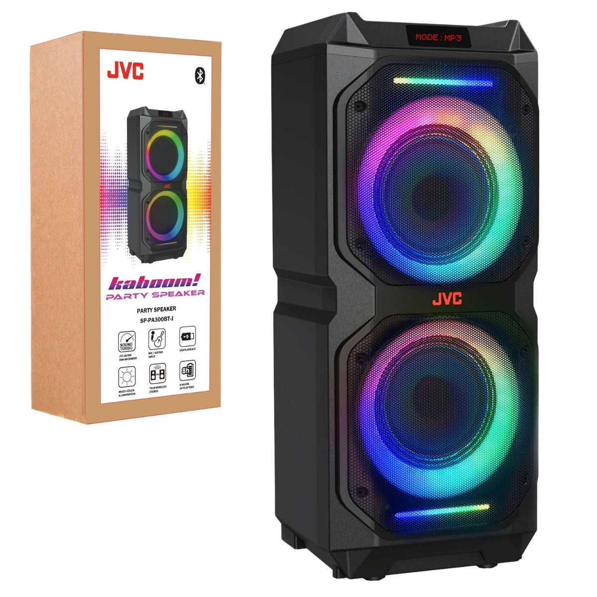 JVC SP-PA300BT-J Dual 8" Bluetooth Party Speaker