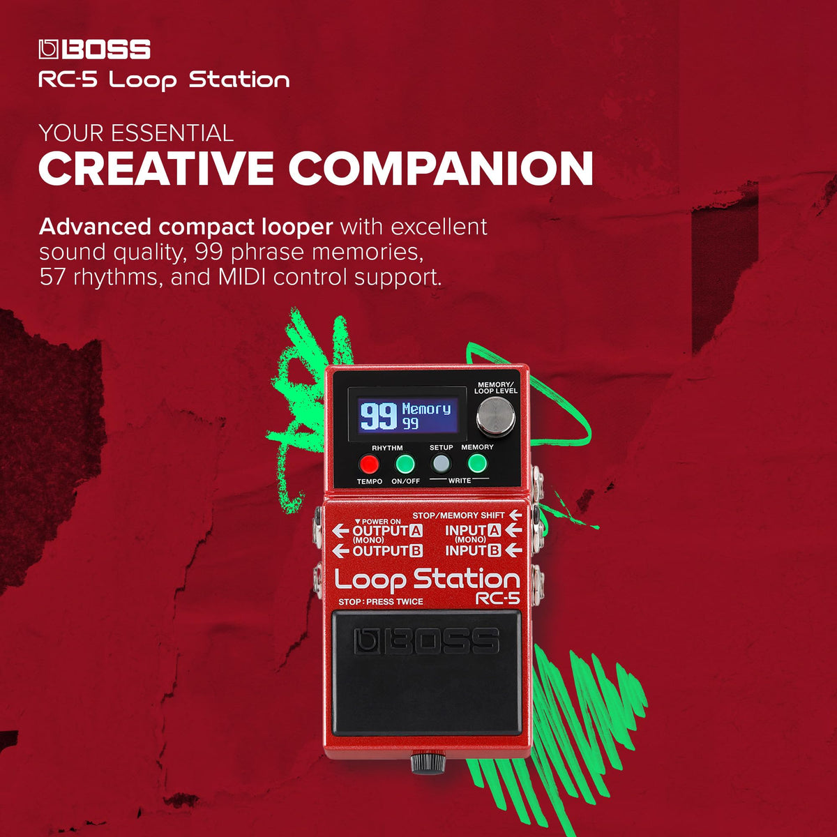 BOSS RC-5 Compact Stereo Loop Station Pedal