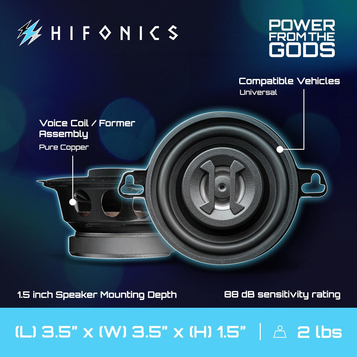 Hifonics ZS35CX 3.5" 2-Way Coaxial Car Speakers