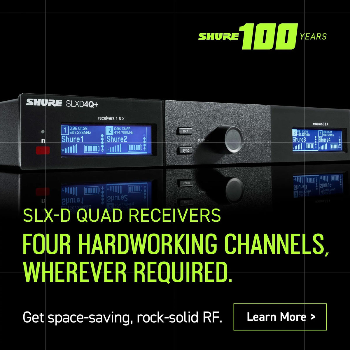 Shure SLXD4Q+=-G57 Quad-Channel Digital Wireless Receiver
