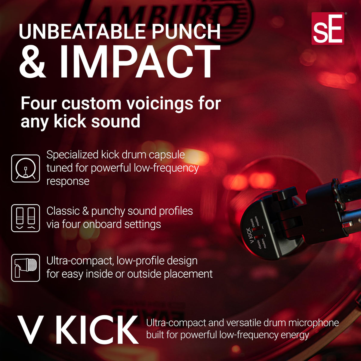 sE Electronics V KICK BLACK Dynamic Kick Drum Microphone