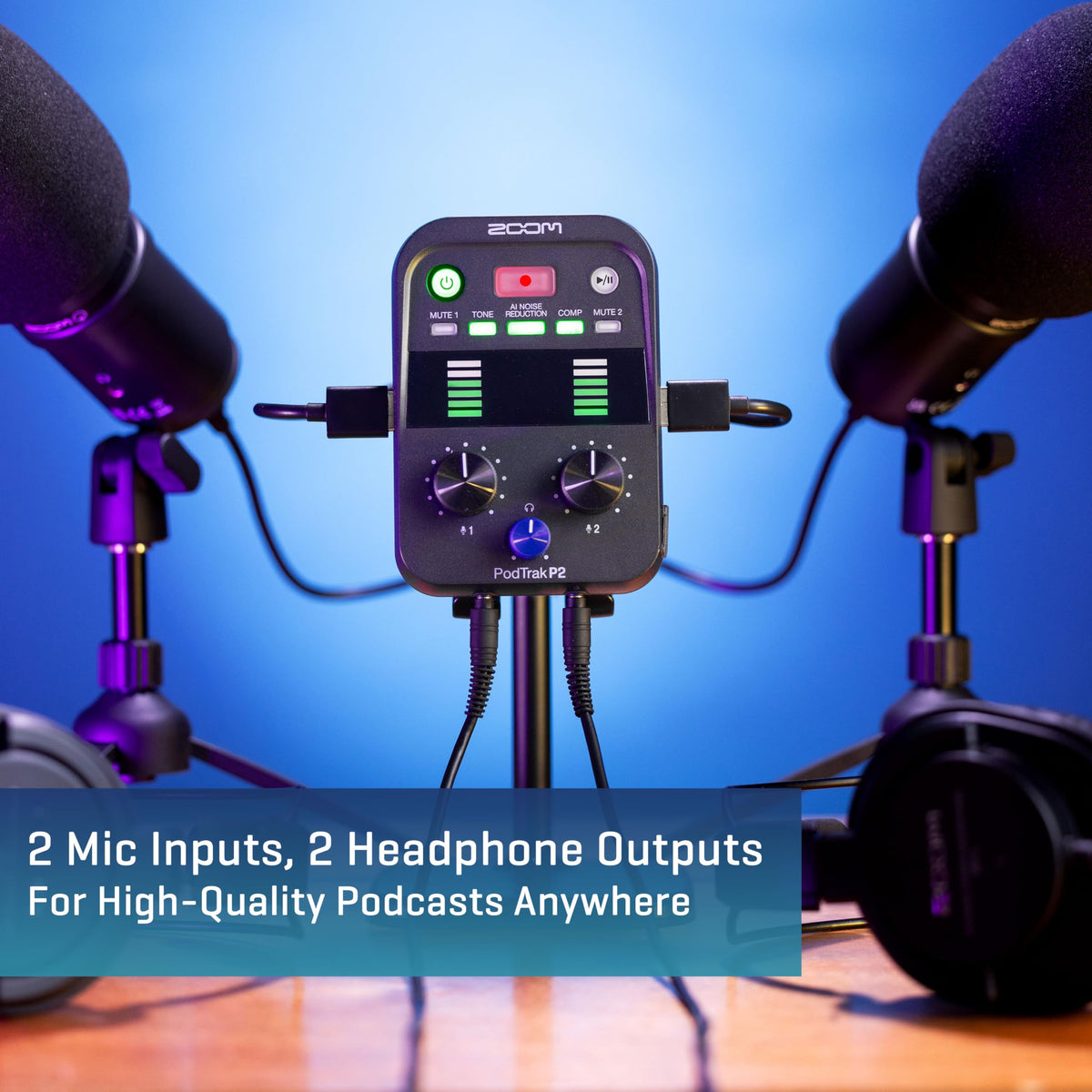 Zoom PodTrak P2 Dual USB Mic Podcast Recorder