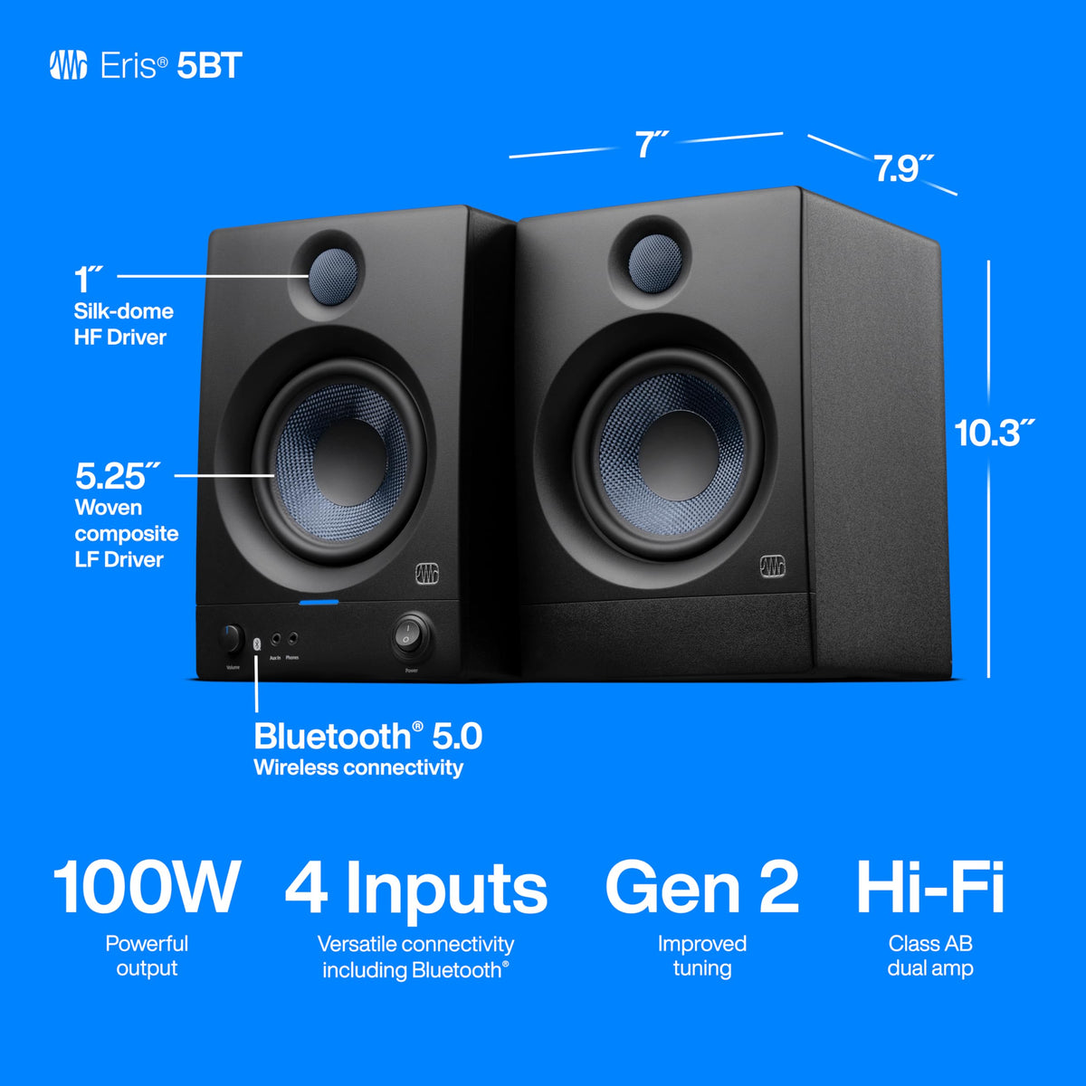 PreSonus ERIS-5BT 5.25" Bluetooth Studio Monitors