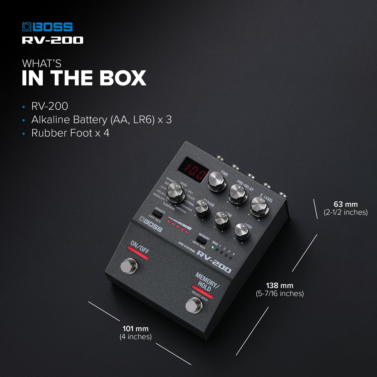 BOSS RV-200 Reverb Effects Pedal