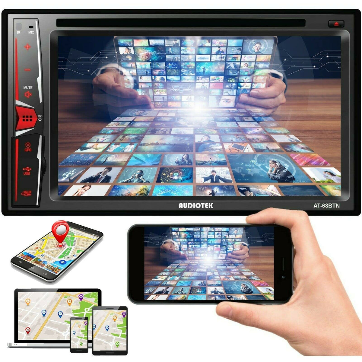 Audiotek AT-68BTN Double DIN 6.2" Touchscreen Receiver