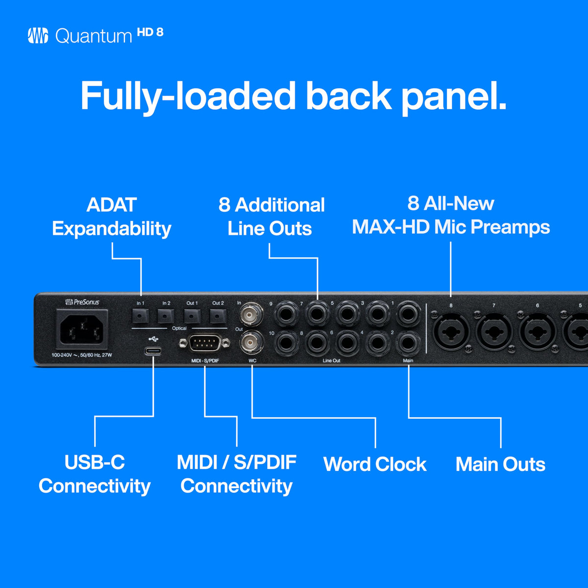 PreSonus QUANTUM-HD8 26x30 USB-C Audio Interface