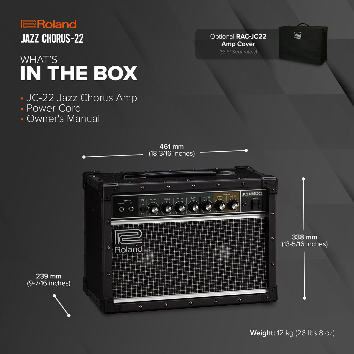 Roland JC-22 30W Stereo Guitar Amplifier with Dual 6.5" Speakers
