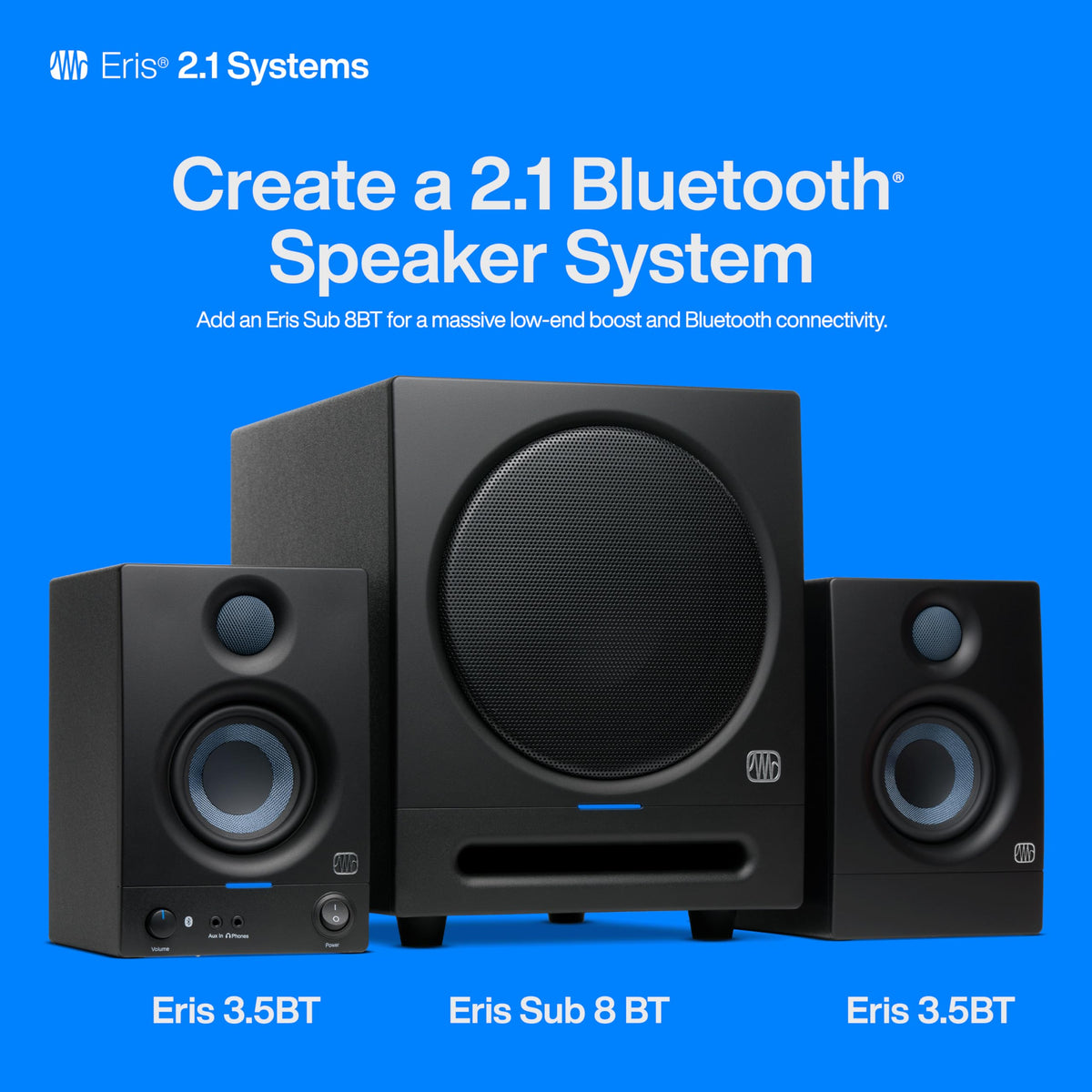 PreSonus ERIS-3-5BT 3.5" Bluetooth Studio Monitor Pair