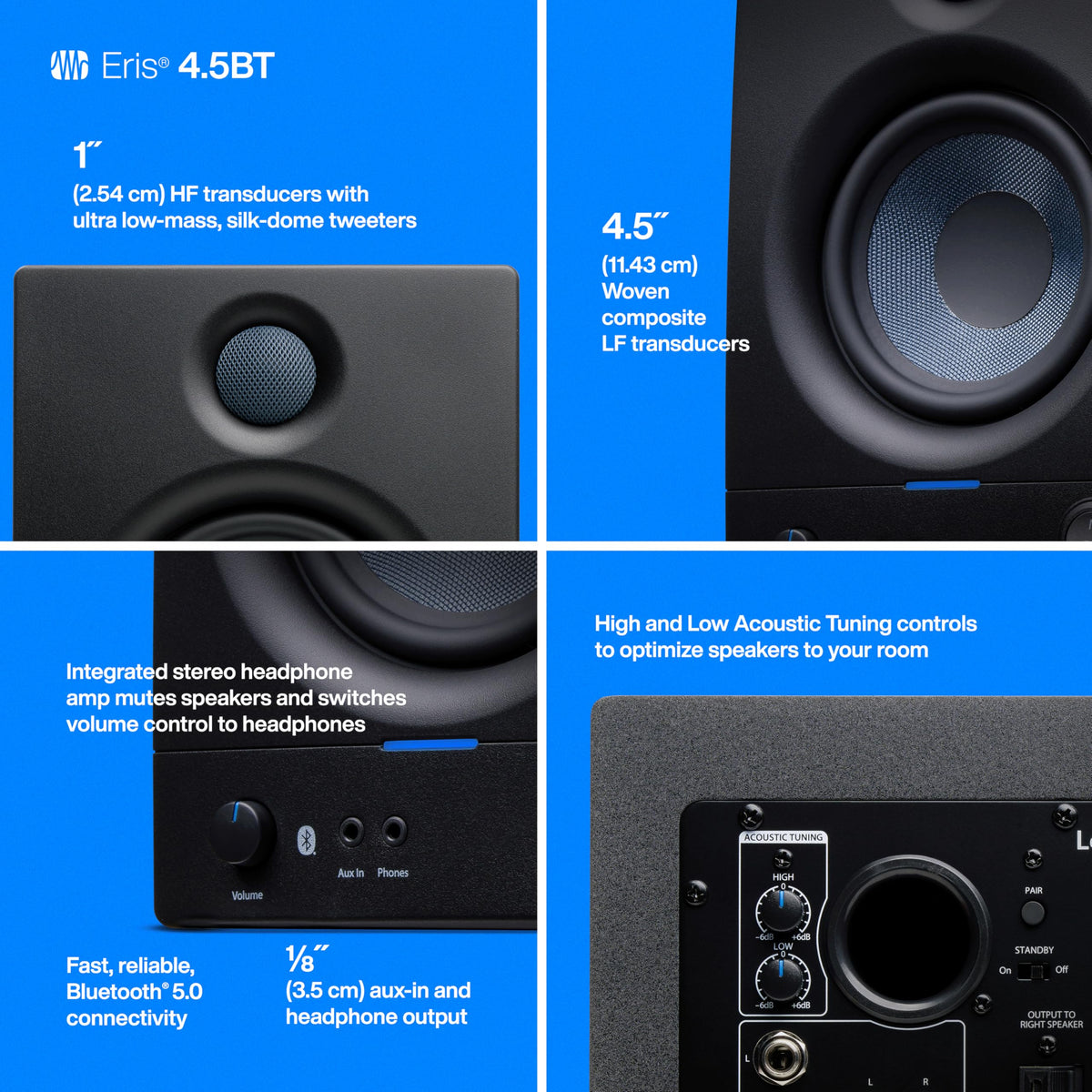 PreSonus ERIS-4-5BT 4.5" Bluetooth Studio Monitors