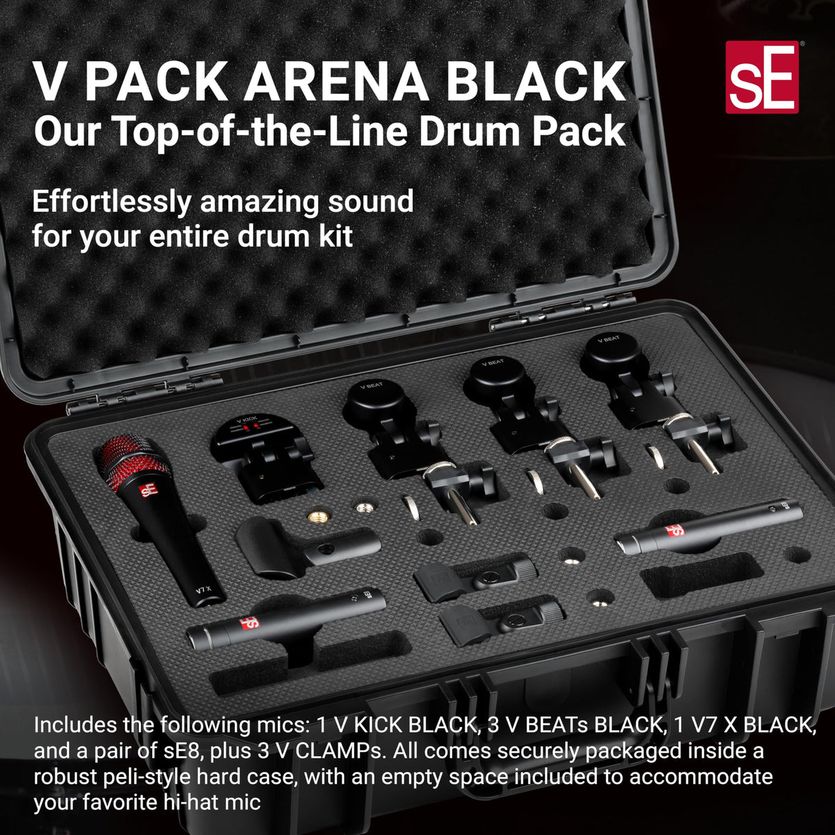 sE Electronics V PACK ARENA BLACK Drum Mic Kit