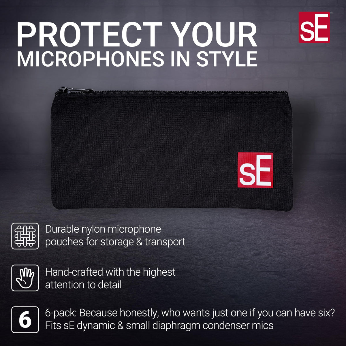 sE Electronics MP01-6P 6-Pack Nylon Microphone Pouches