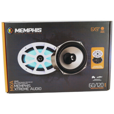 Memphis MXA69L 6" x 9" Marine Coaxial Speakers with RGB LEDs