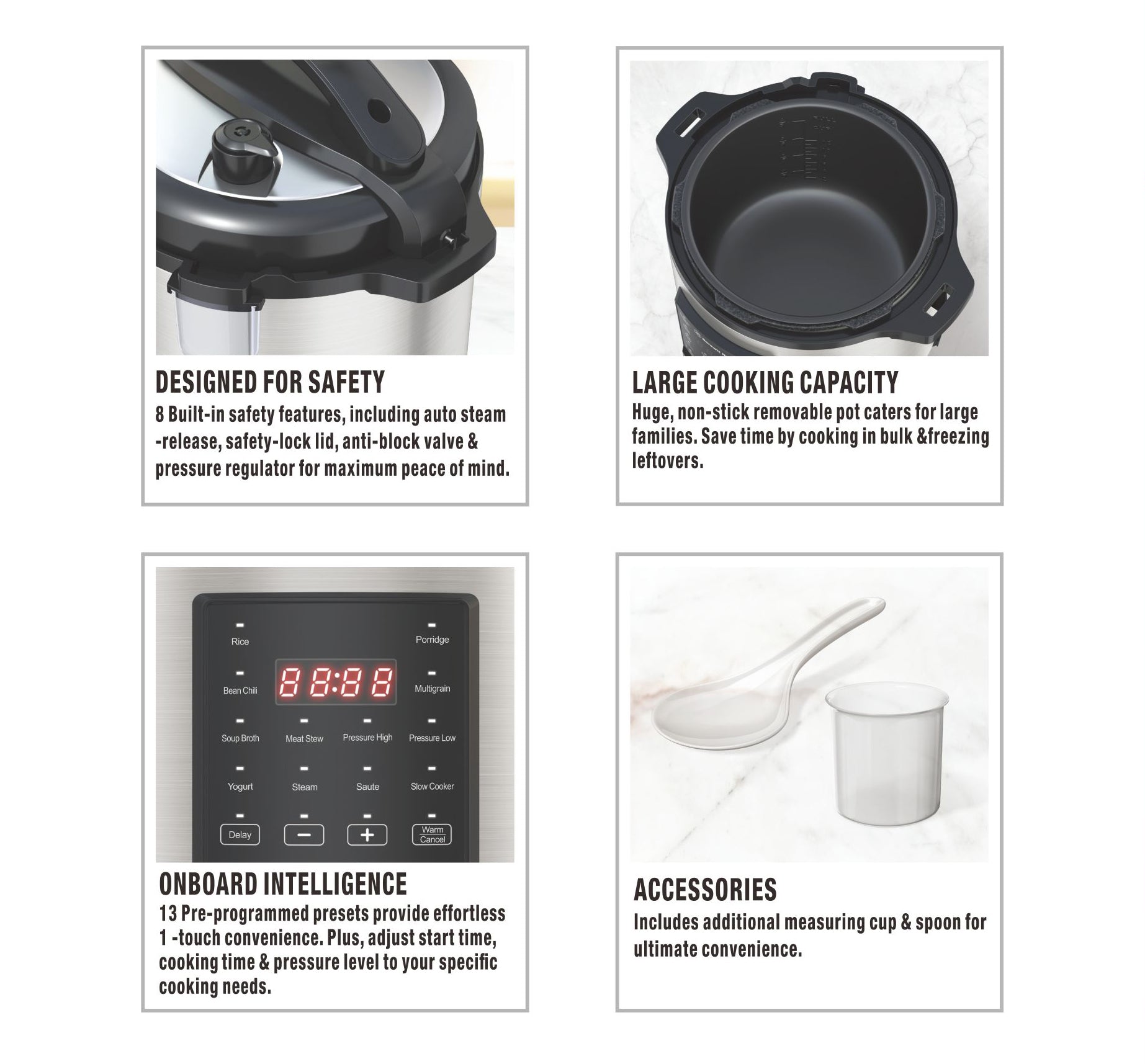 Versatile & Intelligent 7-in-1 Multi Cooker, 6-Liter Capacity, 1000W, Stainless Steel, Programmable Pressure Cooker