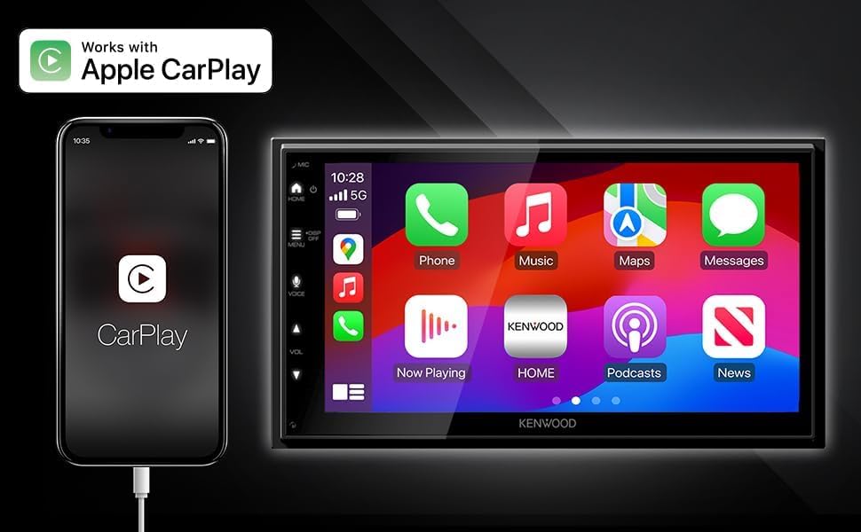 KENWOOD DMX4710S Digital Car Stereo (50W x 6-Ch), Apple CarPlay & Android Auto Compatible, Bluetooth-Enabled Head Unit with 6.8