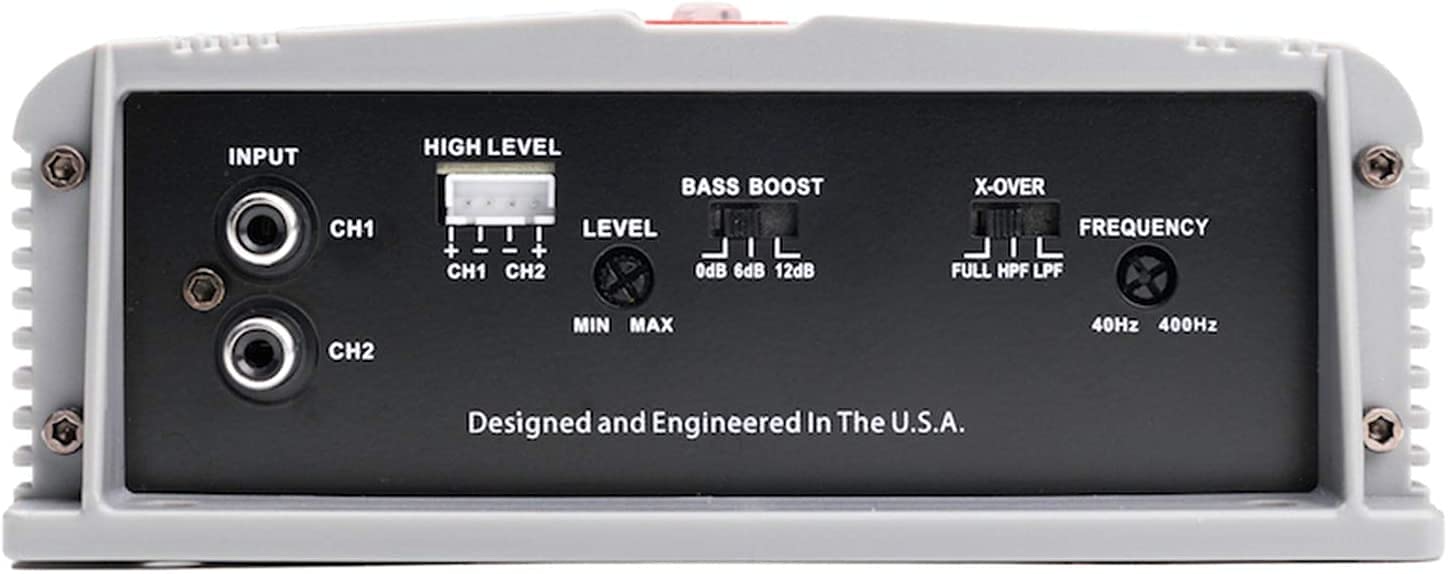 Crunch SA-1100.2 Smash Series 1,100-Watt 2-Channel Class AB Amp Car Audio Sound System Subwoofer Speaker Amp Amplifier with Gravity Magnet Phone Holder and 4 Gauge Kit Red Bundle