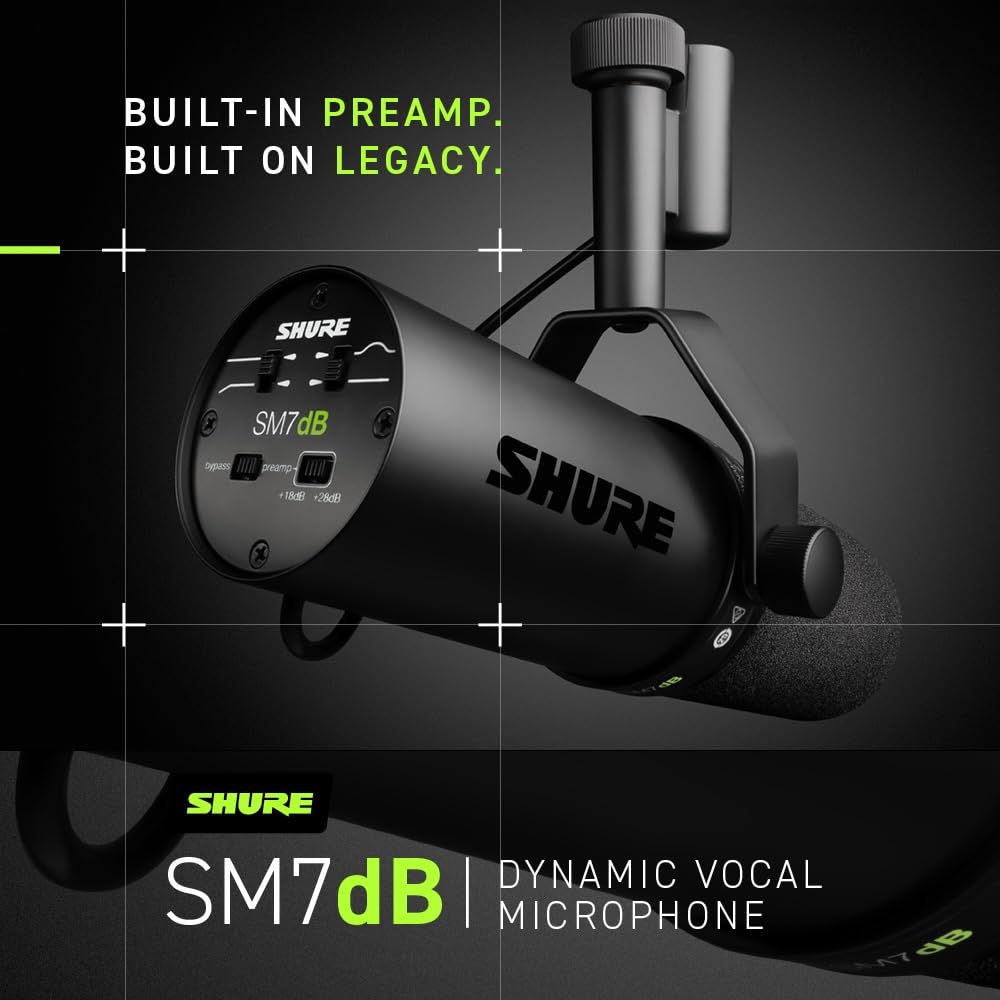 Shure SM7dB Dynamic Vocal Microphone with Built-In Preamp