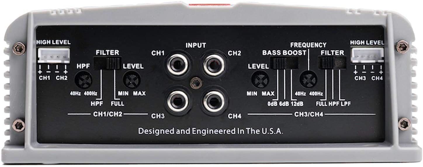 Crunch SA-1100.4 Smash Series 1,100-Watt 4-Channel Class AB Amp Car Audio Sound System Subwoofer Speaker Amp Amplifier with Gravity Magnet Phone Holder and 4 Gauge Kit Red Bundle