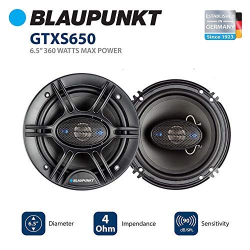 Blaupunk GTS655M 6.5 Inch 250W Slim Line, 4 Way Coaxial Car Audio Speaker, Set of 2
