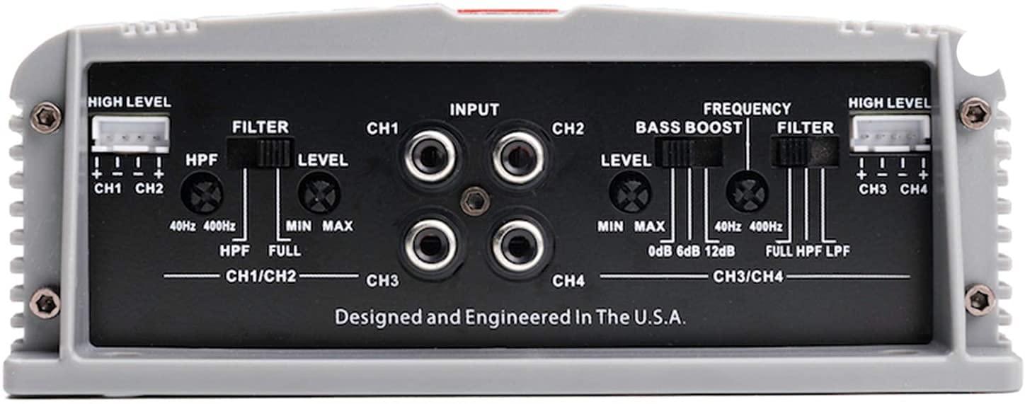 Crunch SA-1100.4 Smash Series 1,100-Watt 4-Channel Class AB Amp Car Audio Sound System Subwoofer Speaker Amp Amplifier with Gravity Magnet Phone Holder and 4 Gauge Kit Red Bundle